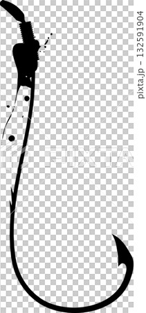 釣り針の墨絵の釣り道具シルエットイラスト 132591904