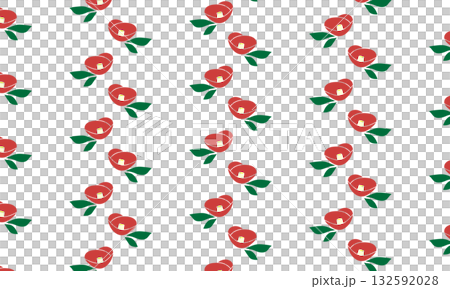 以山茶花為圖案，垂直排列，每個圖案都包含一片花瓣和一片葉子。 132592028