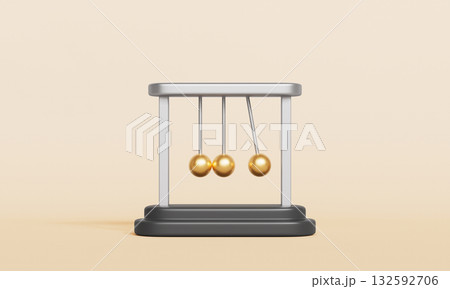 Golden Newtons Cradle. 3D Rendering. Golden Newtons Cradle. 3D Rendering. 132592706