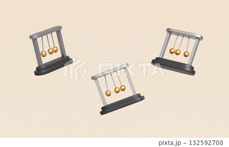 Golden Newtons Cradle. 3D Rendering. 132592708