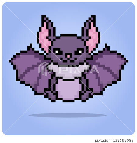 8 bit Pixel of bat. Pixel animals for game assets in vector illustration. 8 bit Pixel of bat. Pixel animals for game assets in vector illustration. 132593085