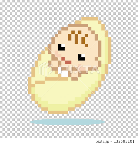 8 Bit pixel newborns. Cute baby in vector illustration. 8 Bit pixel newborns. Cute baby in vector illustration. 132593101
