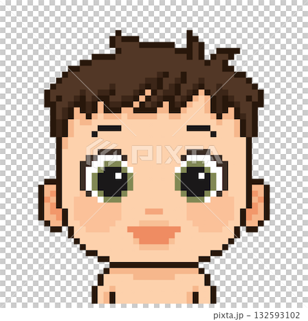Baby portrait 8 bit pixels. Human for game assets in vector illustration. Baby portrait 8 bit pixels. Human for game assets in vector illustration. 132593102
