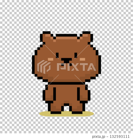8 bit Pixel brown bear. Pixel animal for game assets in vector illustration. 8 bit Pixel brown bear. Pixel animal for game assets in vector illustration. 132593111