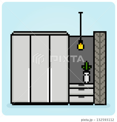 8-bit pixel of wardrobe in vector illustration for game assets. Modern Cabinets in minimalist style 8-bit pixel of wardrobe in vector illustration for game assets. Modern Cabinets in minimalist style 132593112