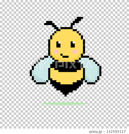 Pixel 8 bit bee. Animal game assets in vector illustrations. Pixel 8 bit bee. Animal game assets in vector illustrations. 132593117