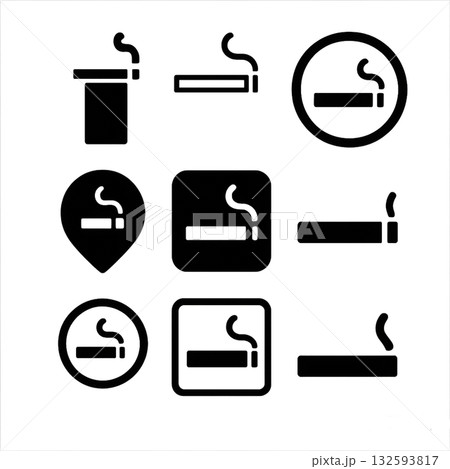 喫煙所・禁煙・電子タバコ専用アイコンセット(透過PNG) 喫煙所・禁煙・電子タバコ専用アイコンセット(透過PNG) 132593817