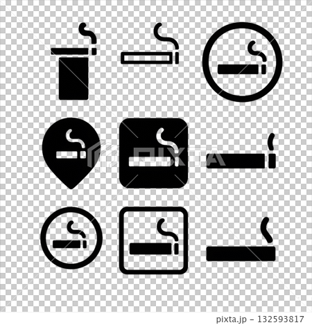 喫煙所・禁煙・電子タバコ専用アイコンセット(透過PNG) 喫煙所・禁煙・電子タバコ専用アイコンセット(透過PNG) 132593817