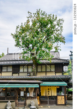 高尾山　清滝駅前広場　柿の木が屋根を貫く蕎麦屋　（高橋屋） 132593824