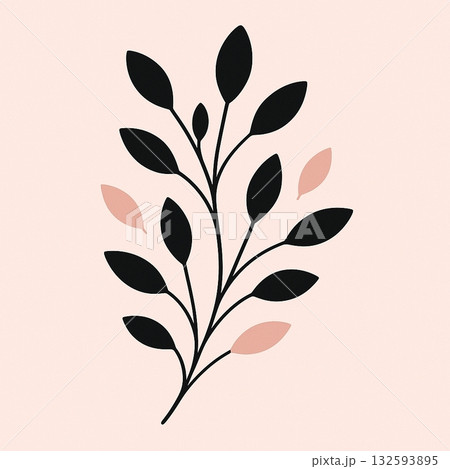 やさしい色の水彩風月桂樹 132593895