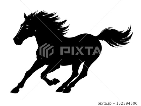 馬のシルエット年賀状素材セット 132594300