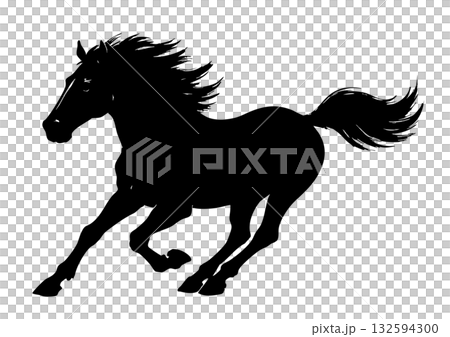 馬のシルエット年賀状素材セット 132594300