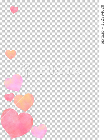 水彩風のかわいいハートのフレーム 132594629