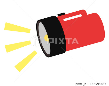 安全確認のため点灯した赤い懐中電灯イラスト 132594853