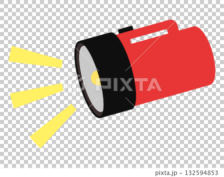 安全確認のため点灯した赤い懐中電灯イラスト 132594853