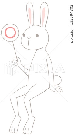 丸を持った白兎のイラスト 132594882