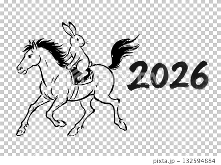 長壽Giga風格的流鏑馬兔新年賀卡素材 長壽Giga風格的流鏑馬兔新年賀卡素材 132594884