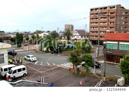 福岡県みやま市　瀬高駅前の町並み 132594949