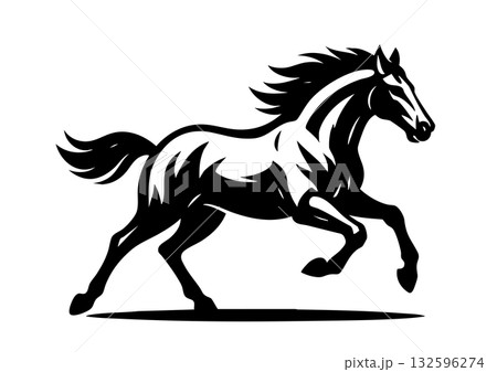 馬のシルエット年賀状素材セット 132596274