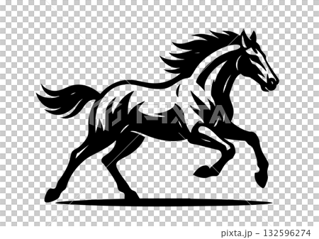 馬のシルエット年賀状素材セット 132596274