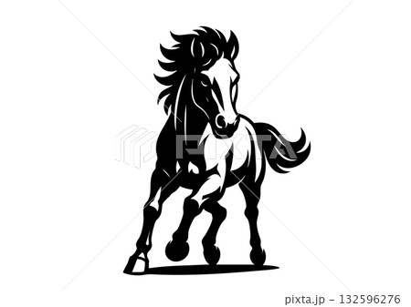 馬のシルエット年賀状素材セット 132596276