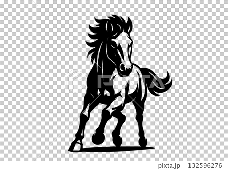 馬のシルエット年賀状素材セット 132596276