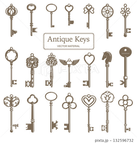 アンティークな鍵のイラスト素材 アンティークな鍵のイラスト素材 132596732