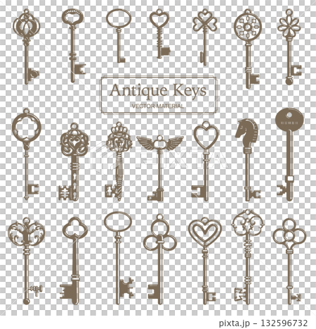 アンティークな鍵のイラスト素材 アンティークな鍵のイラスト素材 132596732