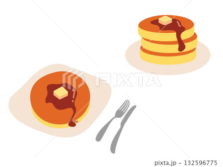 可愛いパンケーキのイラスト 132596775