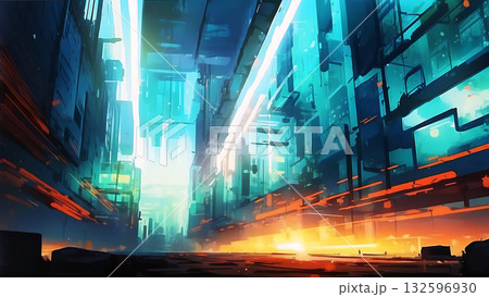 ゲーム背景 近未来ガラスの壁のあるサイバーシティ壁紙 ゲーム背景 近未来ガラスの壁のあるサイバーシティ壁紙 132596930