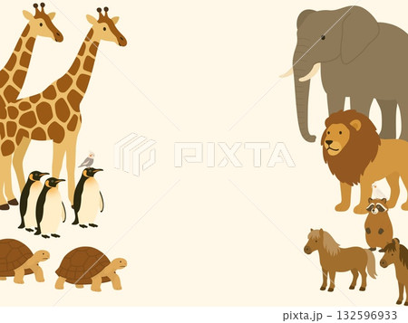 色んな動物のイラスト背景素材 色んな動物のイラスト背景素材 132596933