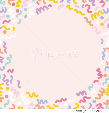 CONFETTI candy curly sweet pastel sparkle frame background template random scattering sprinkle element decorative pretty wallpaper 132597108