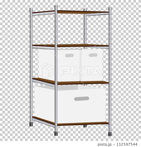 アルミパイプの収納棚のイラスト素材 アルミパイプの収納棚のイラスト素材 132597544