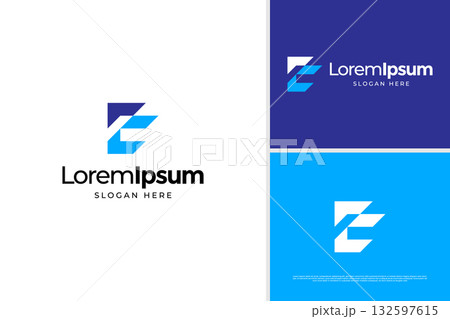 Abstract letter E architecture icon logo design template 132597615