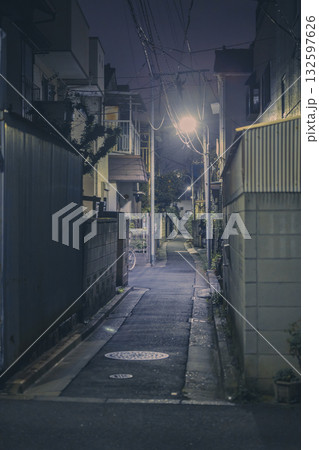 夜の住宅街 路地の風景 北区 王子 夜の住宅街 路地の風景 北区 王子 132597626