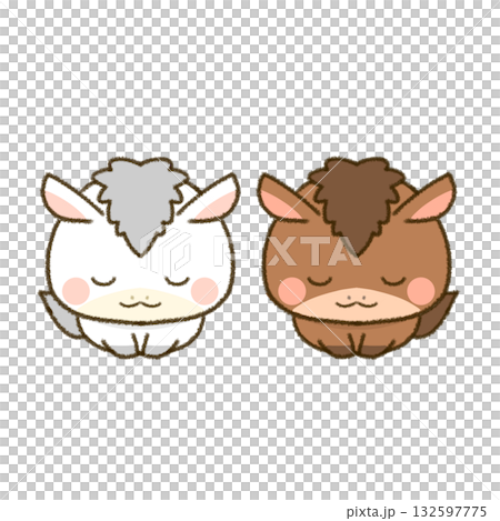 Year of the Horse New Year's card material: Two bowing horses Year of the Horse New Year's card material: Two bowing horses 132597775