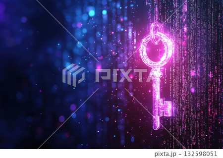 Digital Key Symbolizing Access to Technology and Information in Futuristic Design 132598051