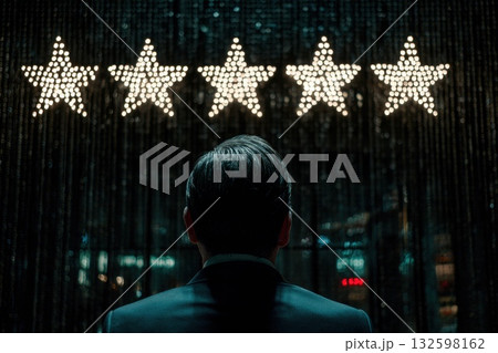 Corporate Leader Showcasing Customer Reviews in an Elegant Setting with Star Ratings 132598162