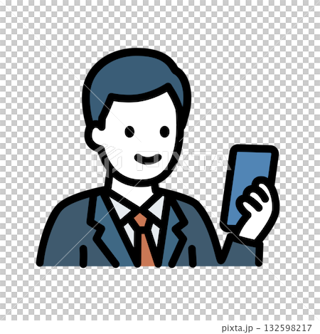 スマートフォンを持つ男性のフラットアイコン（ベクターイラスト 132598217