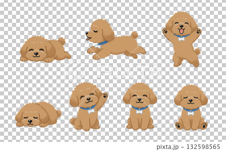かわいい犬のイラスト複数ポーズ 132598565