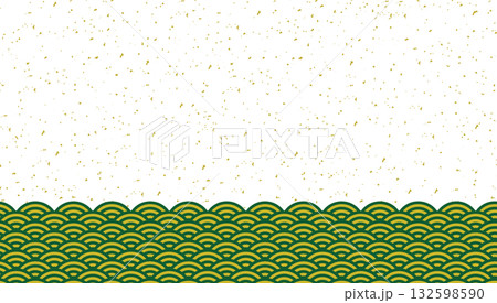 青海波と金箔の背景素材/緑・金 132598590
