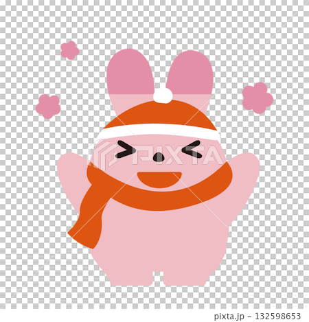 A winter rabbit cheering 132598653