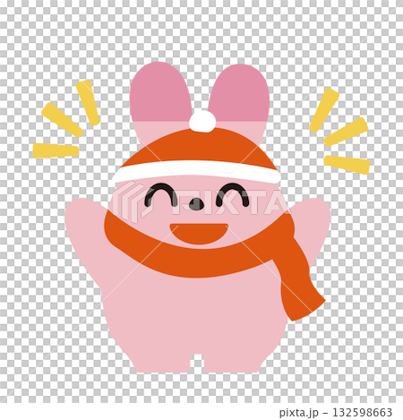 A winter rabbit cheering (smiling) 132598663