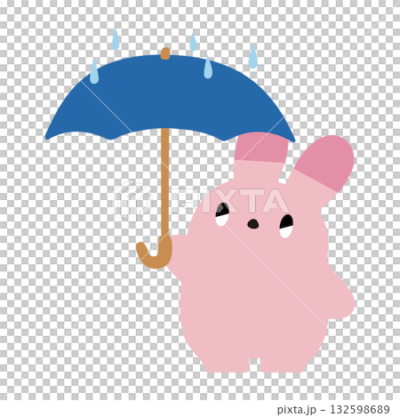 Rabbit holding an umbrella 132598689