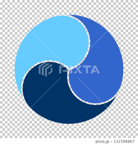 Three-division circular cycle diagram template, 3-step blue circular chart, vector illustration Three-division circular cycle diagram template, 3-step blue circular chart, vector illustration 132598867