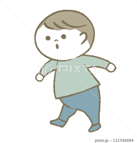 歩く子供　水色　 132598894