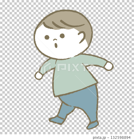 歩く子供　水色　 132598894