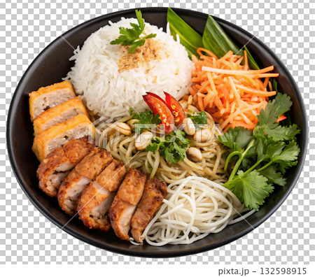 chicken with rice and vegetables 132598915