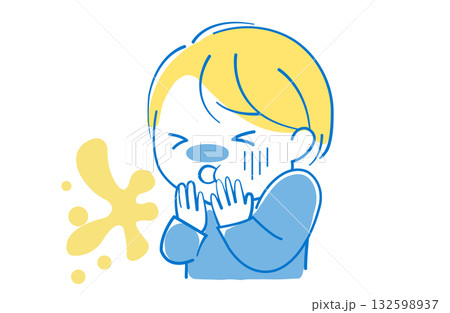気分が悪く嘔吐してしまった子供 132598937