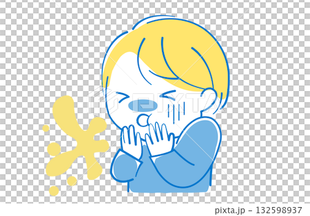 気分が悪く嘔吐してしまった子供 132598937